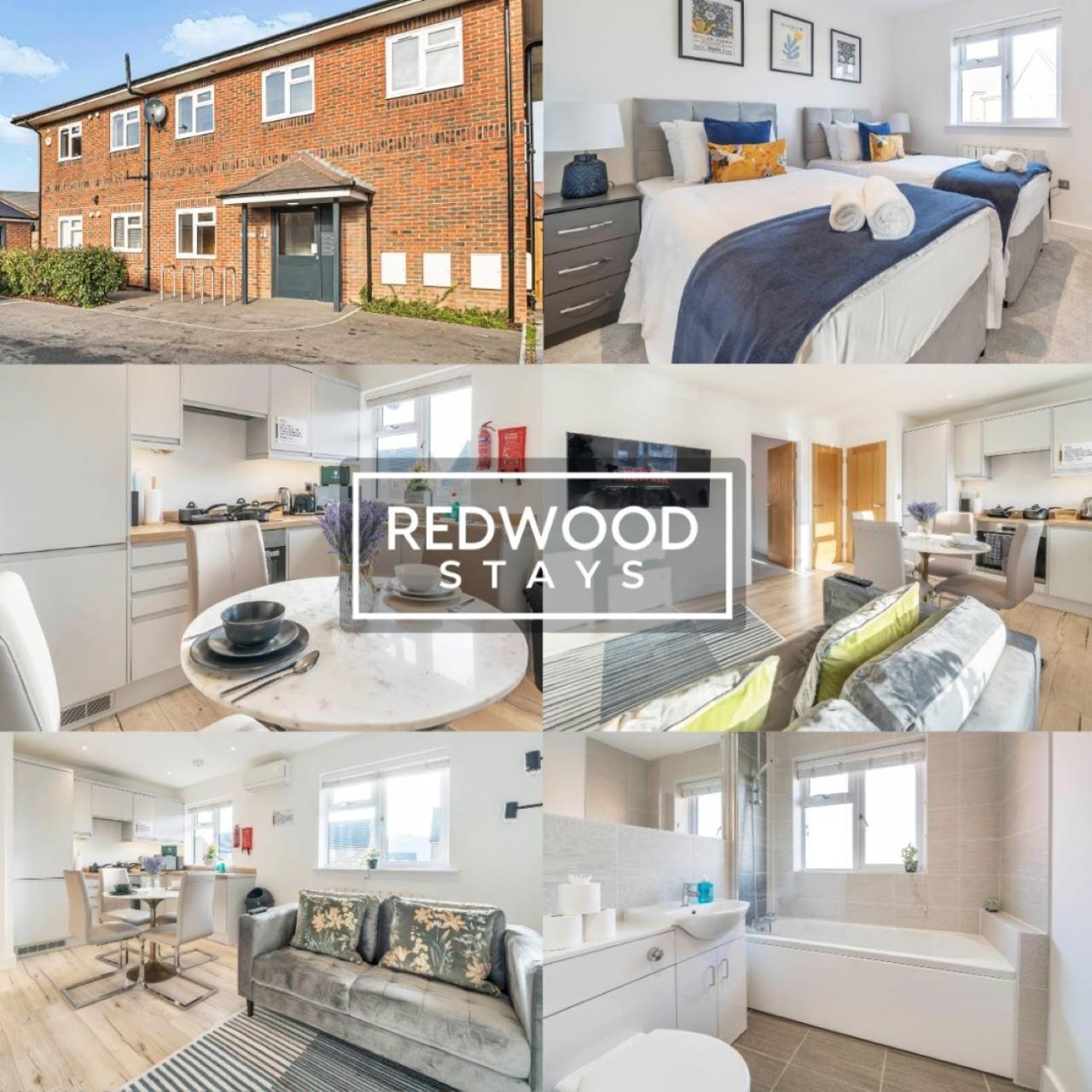 Modern Serviced Apartments For Contractors & Families With Free Parking, Wifi & Netflix By Redwood Stays ベージングストーク エクステリア 写真