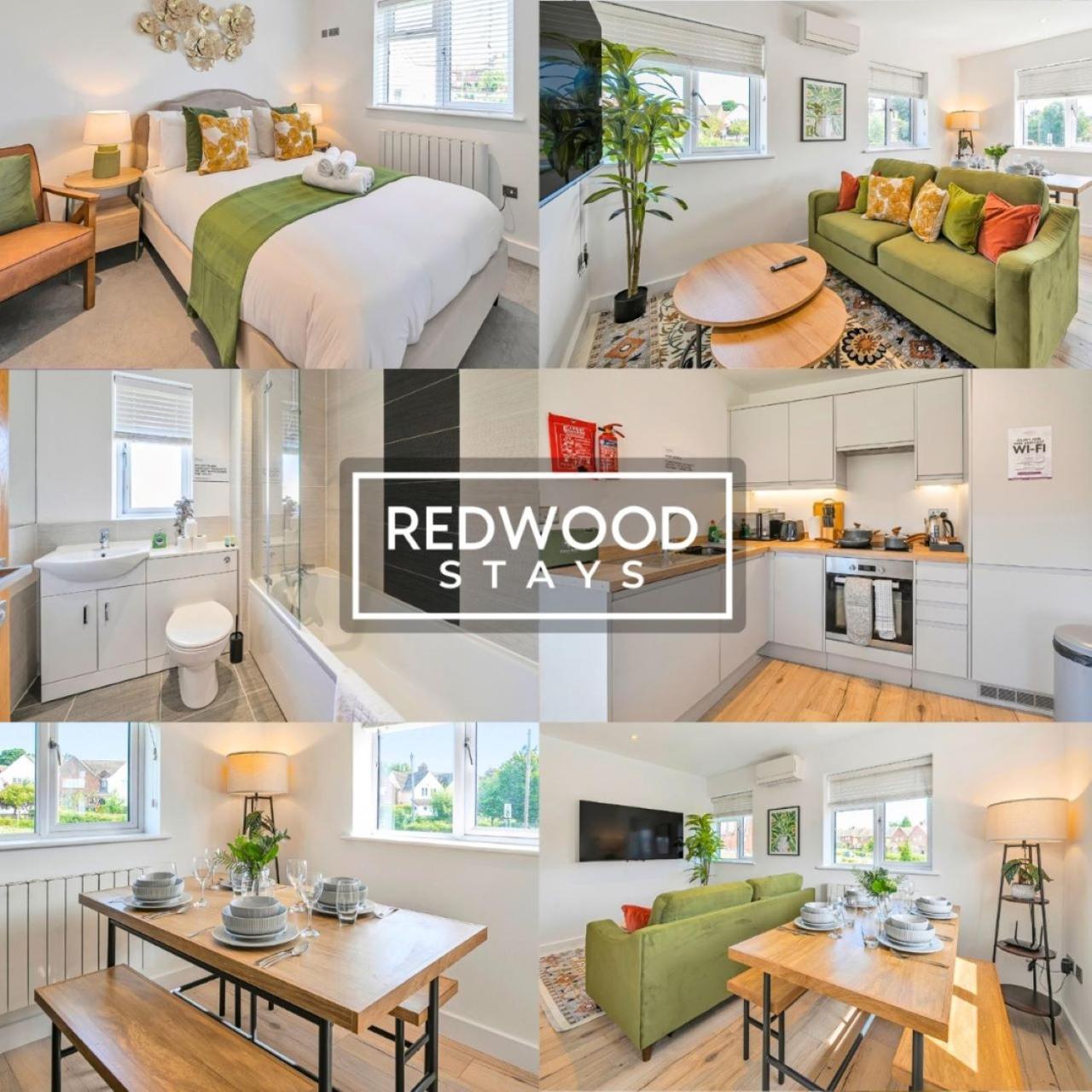 Modern Serviced Apartments For Contractors & Families With Free Parking, Wifi & Netflix By Redwood Stays ベージングストーク エクステリア 写真